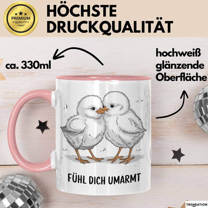 Motivierend Inspirierend Tasse Geschenk Lustige Geschenkidee Spruch Fühl Dich Umarmt Rosa Trendation