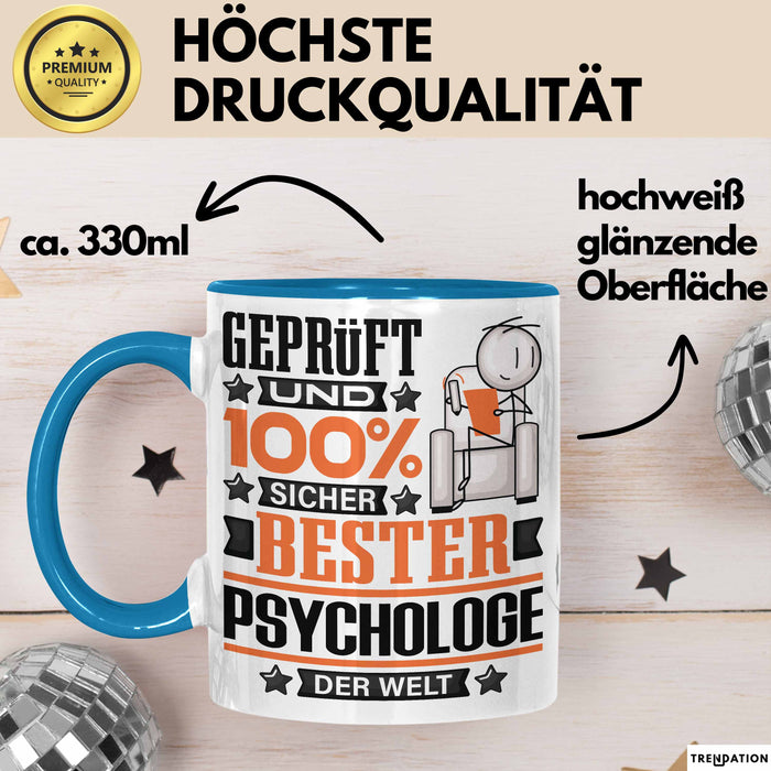 Psychologe Geschenk Lustiger Spruch für Psychologe Geschenkidee Bester Psychologe Der Welt Blau Trendation
