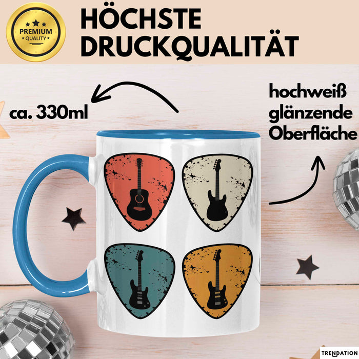 Gitarre Musikliebhaber Musiker Gitarrist Tasse Geschenk Lustige Geschenkidee Spruch Blau Trendation