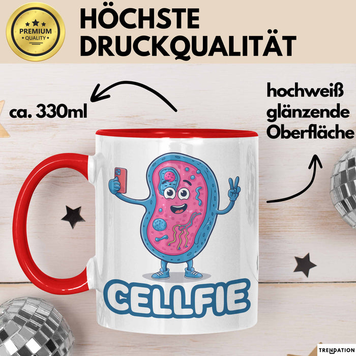 Biologe Tasse Geschenk Cellfie Wissenschaft Geschenkidee Rot Trendation