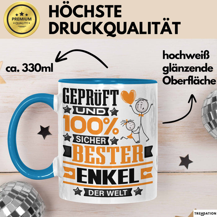 Enkel Geschenk Lustiger Spruch für Enkel Geschenkidee Bester Enkel Der Welt Blau Trendation