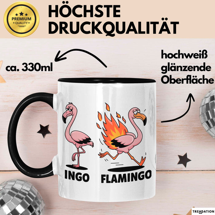 Flamingo In Flammen Tasse Geschenk Lustige Geschenkidee Spruch Schwarz Trendation