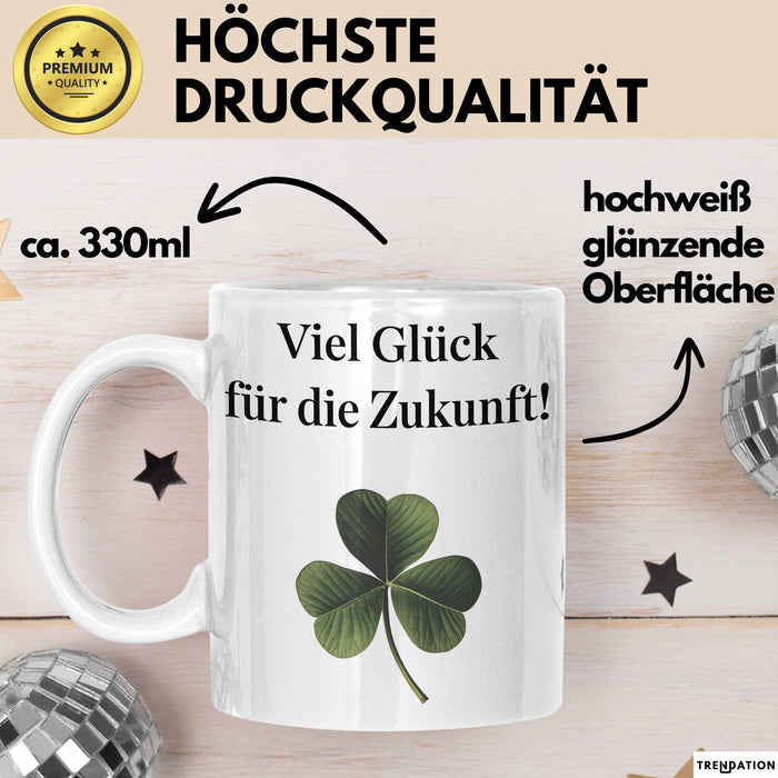 Büroarbeit Kollege Abschied Tasse Geschenk Lustige Geschenkidee Spruch Viel Glück Für Die Zukunft Weiß Trendation