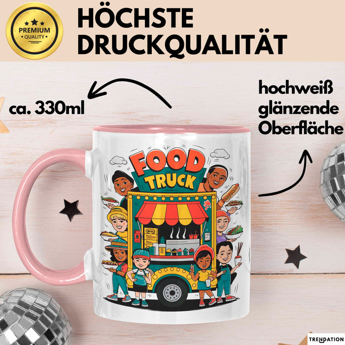 Strassen Food Liebhaber Tasse Geschenkidee für Foodtruck Fan Rosa Trendation