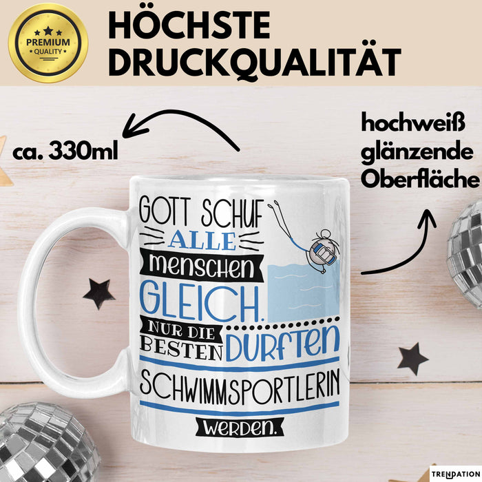 Schwimmsportlerin Geschenk Becher Tasse Gott Schuf Alle Menschen Gleich Nur Die Besten Durfeten Schwimmsportlerin Werden Geschenkidee Lustig Weiß Trendation