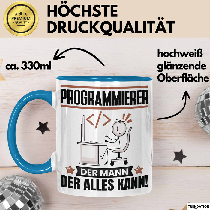 Programmierer Tasse Geschenk für Programmierer Der Mann Der Alles Kann Geschenkidee zum Geburtstag Blau Trendation