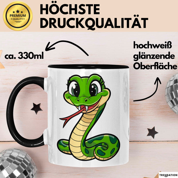 Reptil Schlange Tier Tasse Geschenk Lustige Geschenkidee Spruch Schwarz Trendation