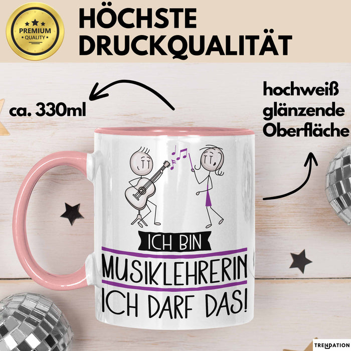 Geschenk für Musiklehrerin Tasse Lustige Geschenkidee Geburtstag Ich Bin Musiklehrerin Ich Darf Das Rosa Trendation
