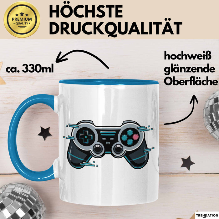 Gamer Tasse Geschenkidee für Videospiel Enthusiasten Blau Trendation
