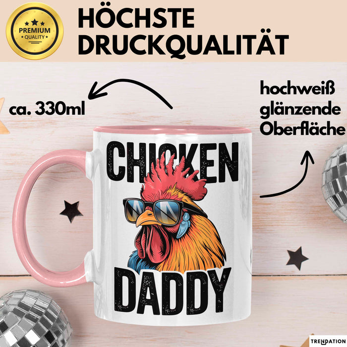 Huhn Tier Bauer Tasse Becher Geschenk Lustige Geschenkidee Spruch Hühnerpapa Rosa Trendation