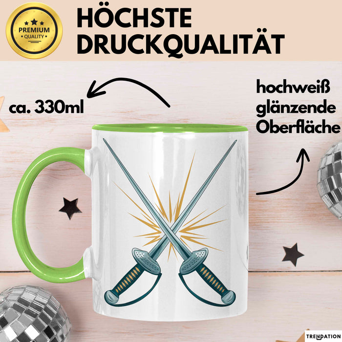 Fechter Tasse Geschenkidee für Schwertkampf Experten Grün Trendation