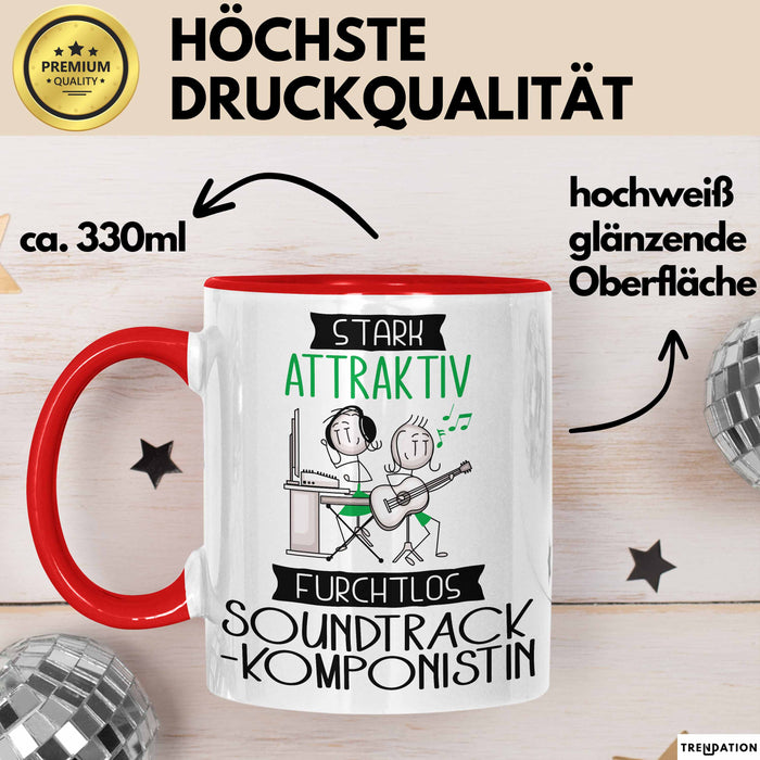 Soundtrack-Komponistin Tasse Geschenk Becher Stark Attraktiv Furchtlos Soundtrack-Komponistin Lustige Geschenkidee Rot Trendation