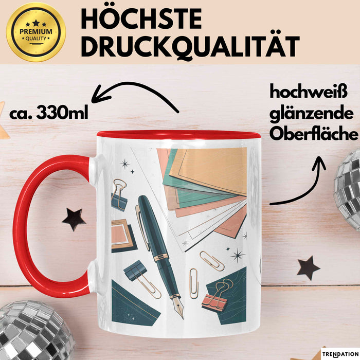 Schreibwaren Nerd Tasse Geschenk Lustige Geschenkidee Spruch Für Papier Liebhaber Rot Trendation