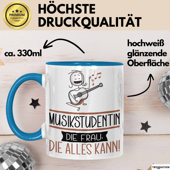 Musikstudentin Geschenk Tasse Becher Die Frau Die Allen Kann Geschenkidee für eine Musikstudentin Lustig Blau Trendation
