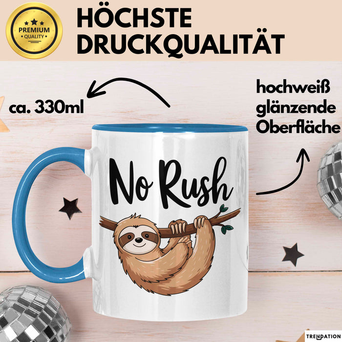 Faultier Tasse Geschenkidee Keine Eile für faule Faultiere Blau Trendation