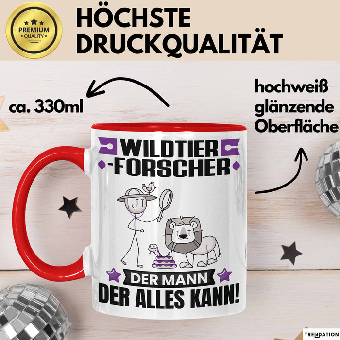 Wildtierforscher Tasse Geschenk für Wildtierforscher Der Mann Der Alles Kann Geschenkidee zum Geburtstag Rot Trendation