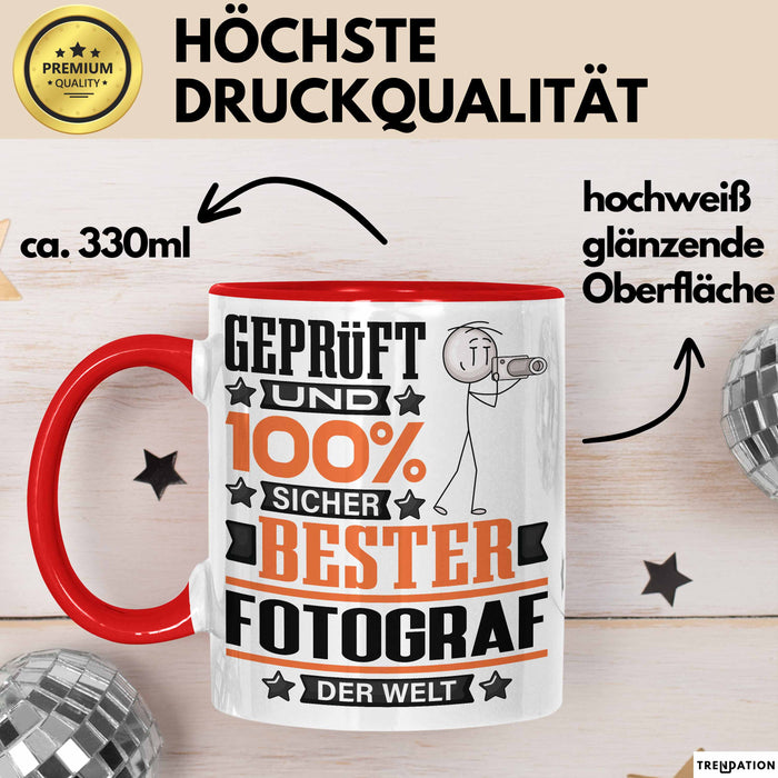 Fotograf Geschenk Lustiger Spruch für Fotograf Geschenkidee Bester Fotograf Der Welt Rot Trendation
