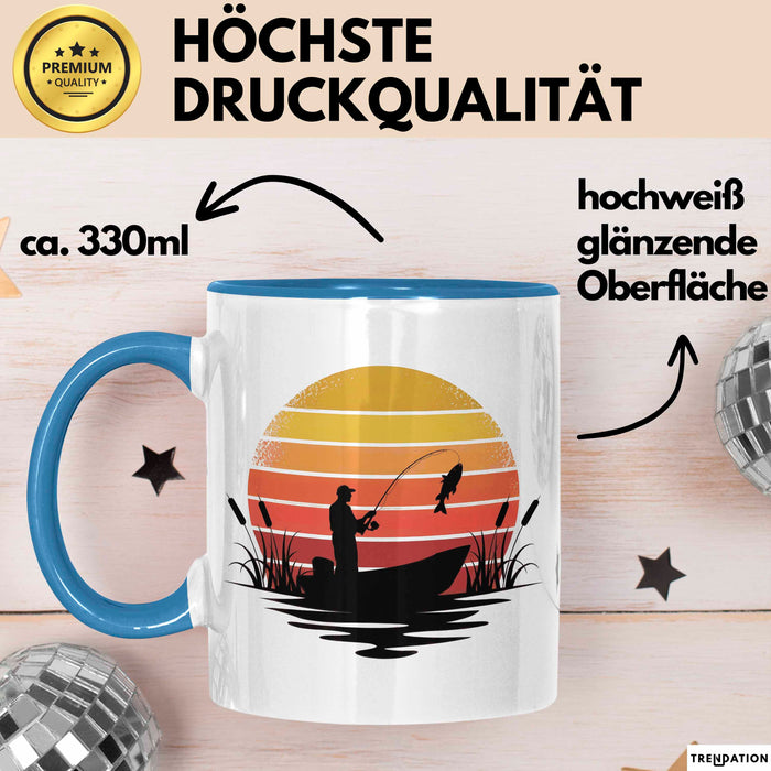 Angelliebhaber Fischer Retro Tasse Geschenk Lustige Geschenkidee Spruch Blau Trendation