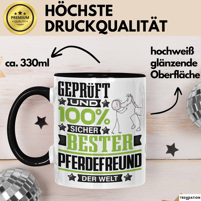 Pferdefreund Geschenk Lustiger Spruch für Pferdefreund Geschenkidee Bester Pferdefreund Der Welt Schwarz Trendation