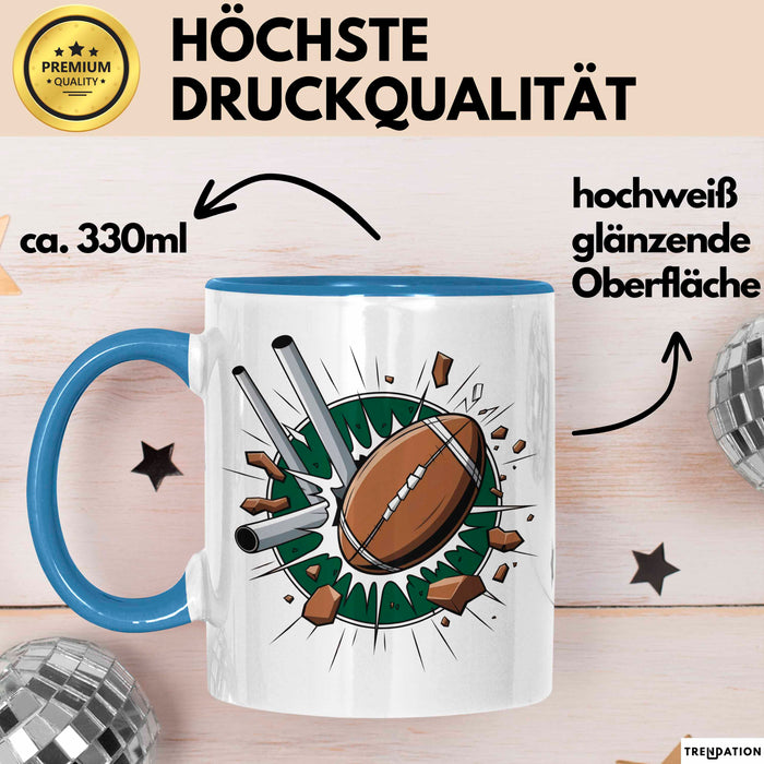 Rugby Fan Tasse Geschenkidee für Liebhaber harter Sportarten Blau Trendation