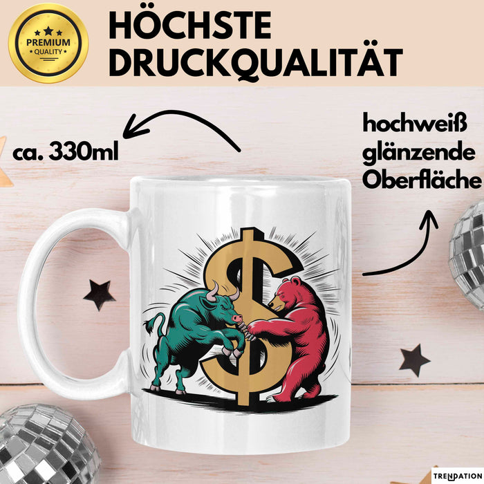 Börsenhändler Tasse Geschenkidee für Wall Street Fans Weiß Trendation