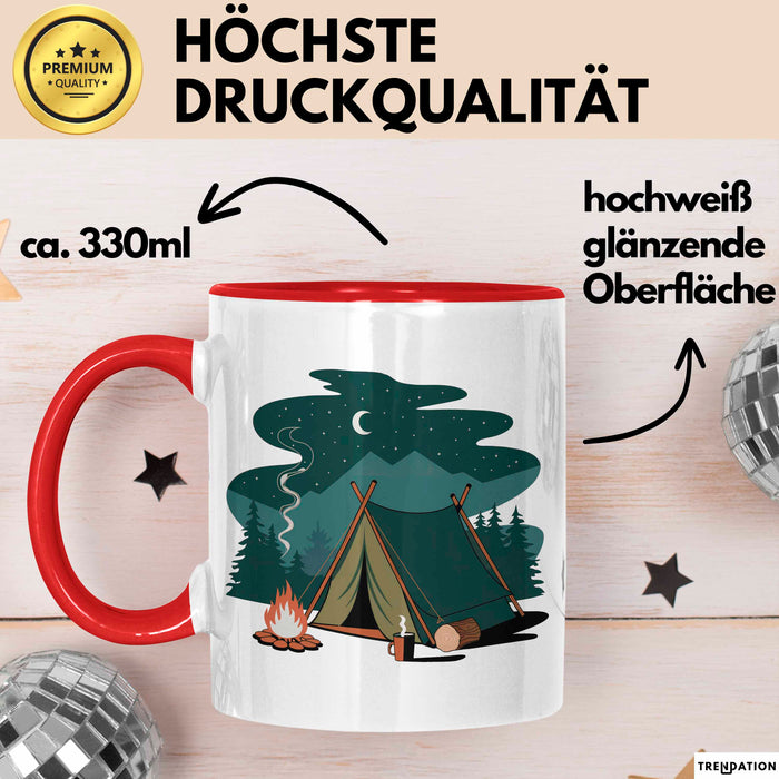 Camper Tasse Geschenkidee für Zeltleben Entdecker Rot Trendation