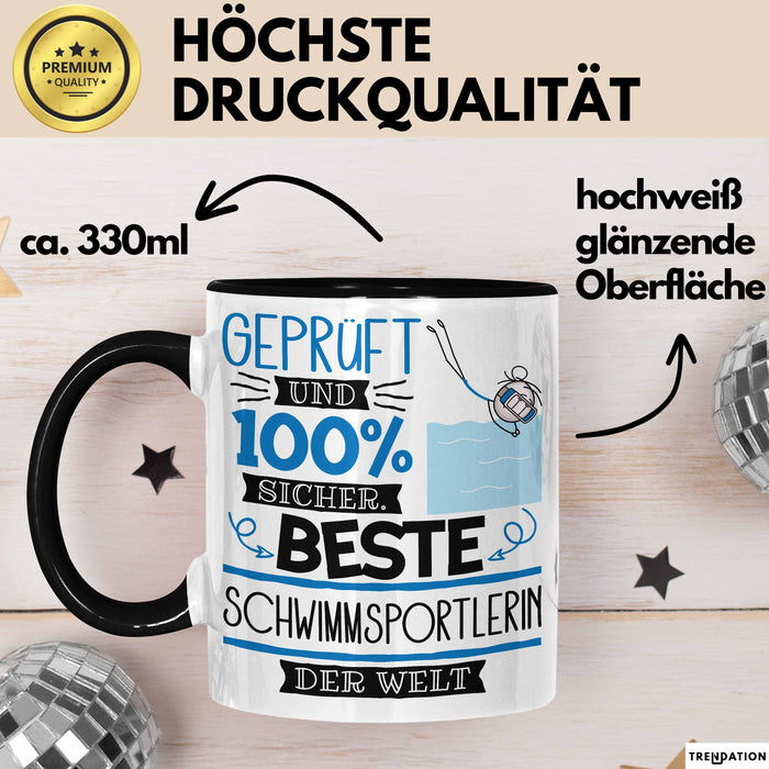 Beste Schwimmsportlerin Der Welt Tasse Geschenk für Eine Schwimmsportlerin Geprüft Und Sicher Geschenkidee Geburtstag Weihnachten Trendation
