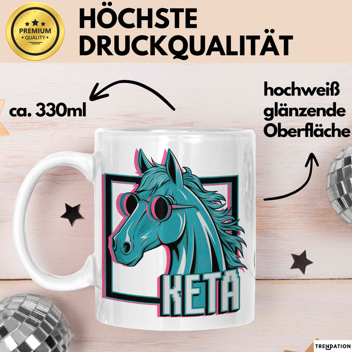 Pferde Tierliebhaber Tasse Geschenk Lustige Geschenkidee Spruch Keta Ketamin Pferd Weiß Trendation