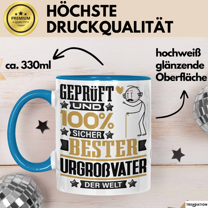Urgroßvater Geschenk Lustiger Spruch für Urgroßvater Geschenkidee Bester Urgroßvater Der Welt Blau Trendation