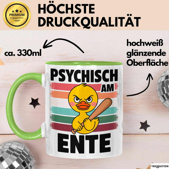 Quietscheente Tier Tasse Geschenk Lustige Geschenkidee Spruch Psychisch Am Ente Grün Trendation