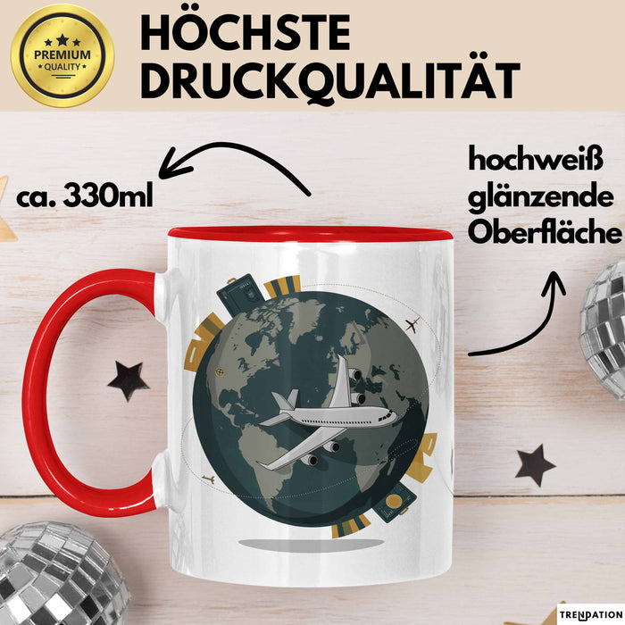 Reisender Tasse Geschenkidee für Abenteuerlustige Rot Trendation