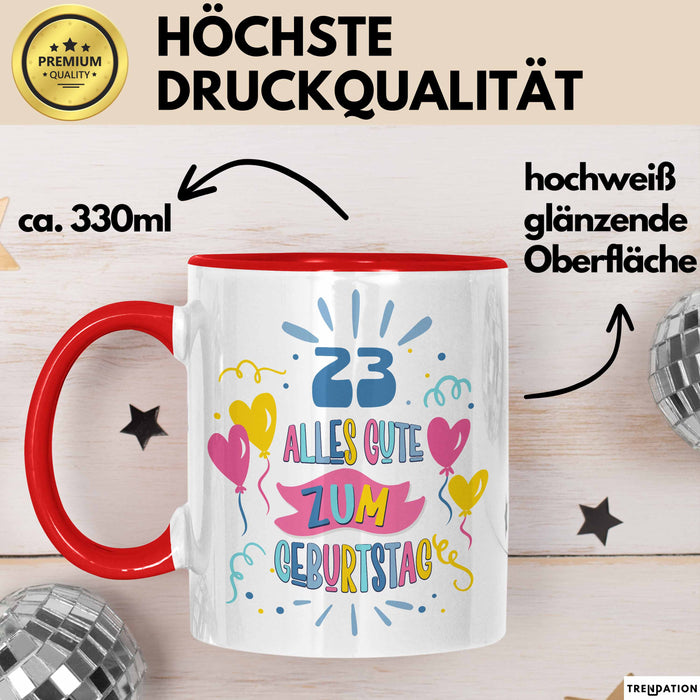 23. Geburtstag Tasse Geschenk Männer Frauen Lustig Alles Gute Zum Geburtstag 23er Geburtstags Grüße Geschenkidee Rot Trendation