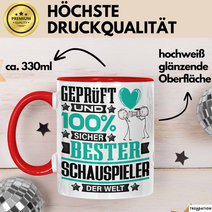 Schauspieler Geschenk Lustiger Spruch für Schauspieler Geschenkidee Bester Schauspieler Der Welt Rot Trendation