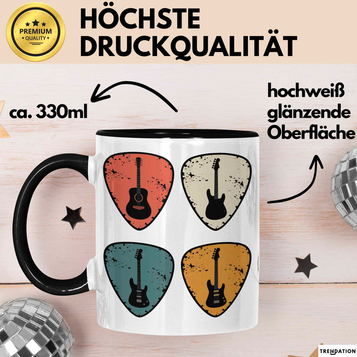 Gitarre Musikliebhaber Musiker Gitarrist Tasse Geschenk Lustige Geschenkidee Spruch Schwarz Trendation