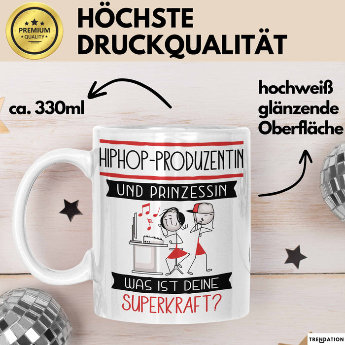 Hiphop-Produzentin Und Prinzessin Tasse Geschenk Für Eine Hiphop-Produzentin Geburtstag Was Ist Deine Superkraft Weiß Trendation
