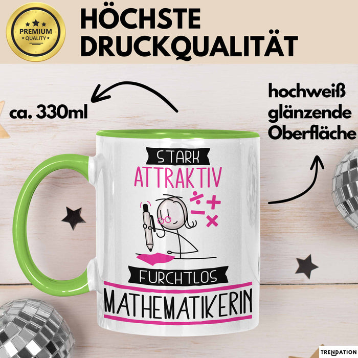 Mathematikerin Tasse Geschenk Becher Stark Attraktiv Furchtlos Mathematikerin Lustige Geschenkidee Grün Trendation