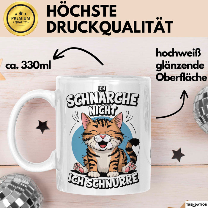 Schlafende Katze Tasse Geschenk Lustige Geschenkidee Spruch Ich Schnarche Nicht Ich Schnurre Weiß Trendation