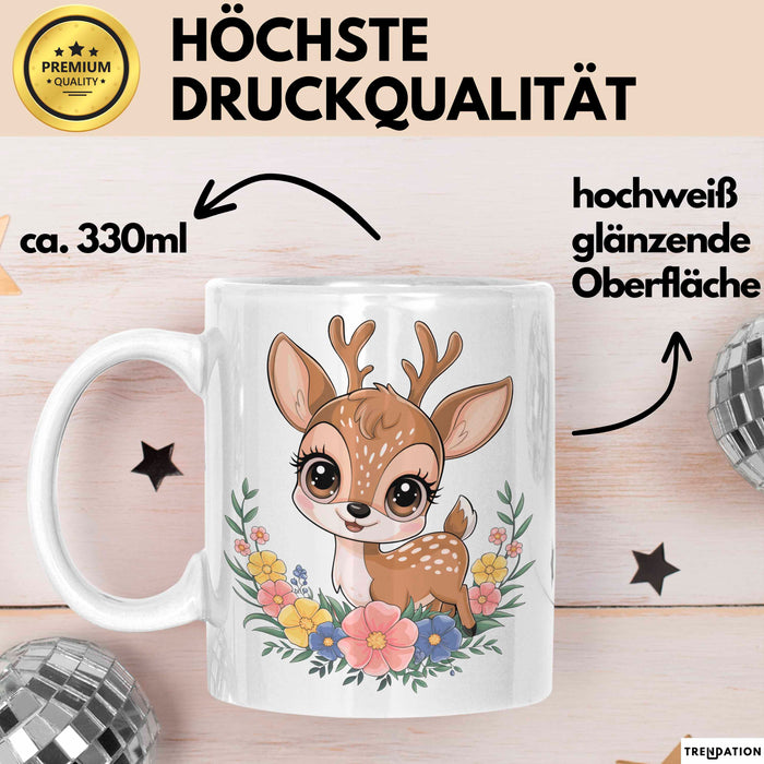 Hirsch Tier Tasse Geschenk Lustige Geschenkidee Spruch Weiß Trendation