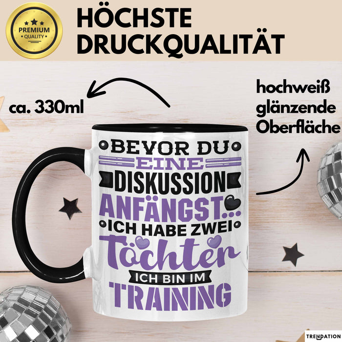 Mama Papa Tasse Geschenk 2 Töchter Geschenkidee Muttertag Vatertag Geschenke Schwarz Trendation
