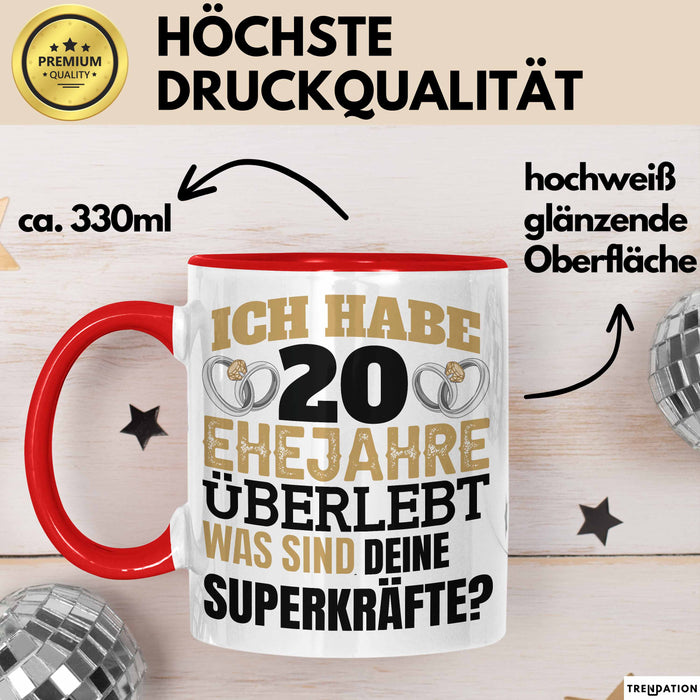 Ehejahre Tasse Geschenk 20 Jahre Spruch Lustig Hochzeitstag Silberhochzeit Rot Trendation