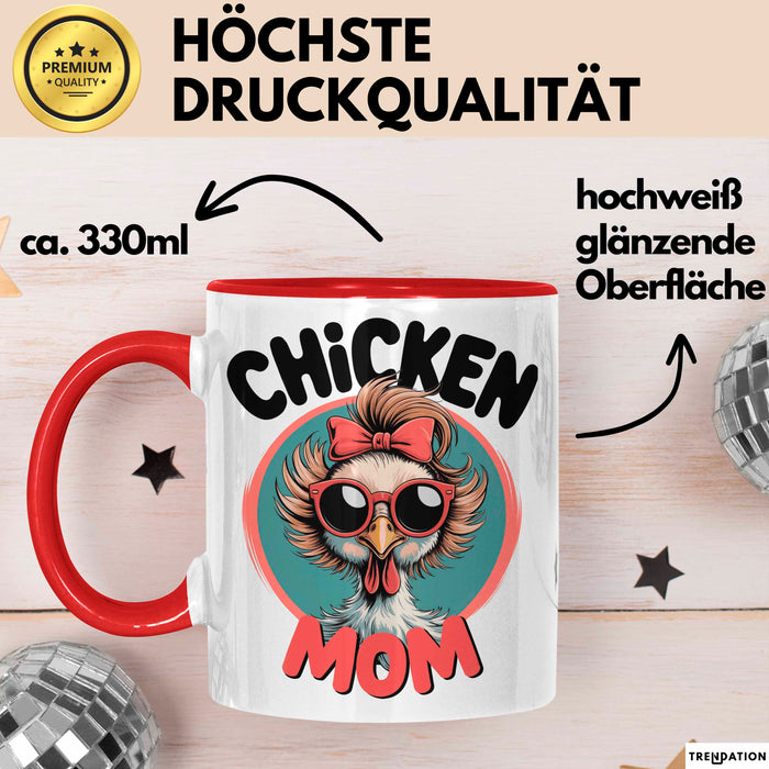 Huhn Tier Bauer Tasse Becher Geschenk Lustige Geschenkidee Spruch Hühnermama Rot Trendation