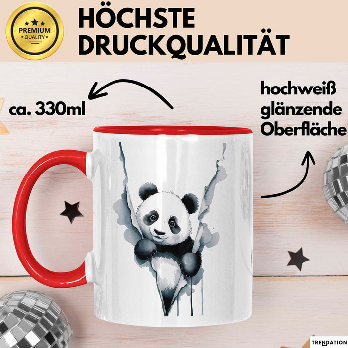 Panda Tierliebhaber Tasse Geschenk Lustige Geschenkidee Spruch Rot Trendation