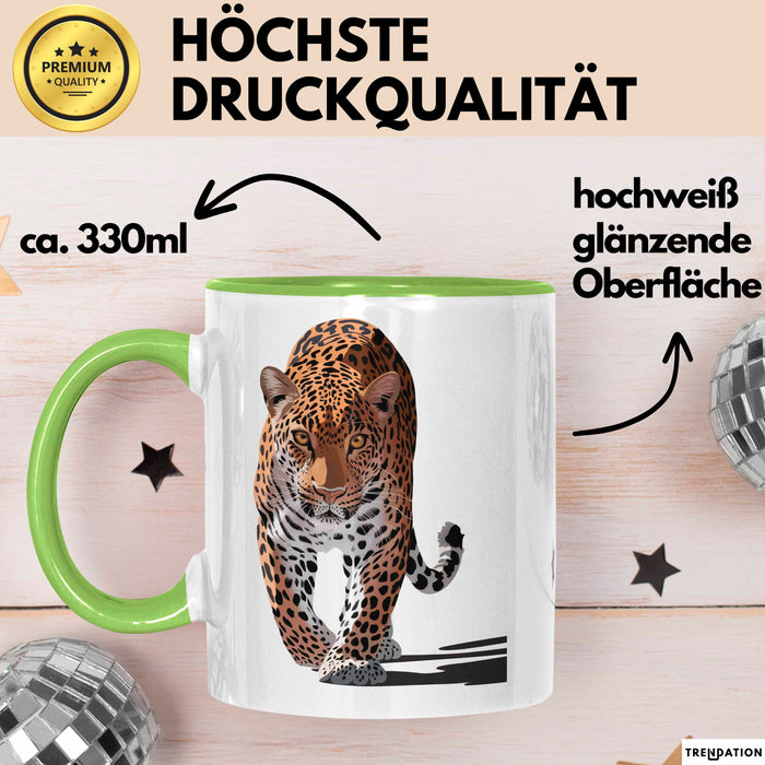 Leopard Tier Tasse Geschenk Lustige Geschenkidee Spruch Grün Trendation