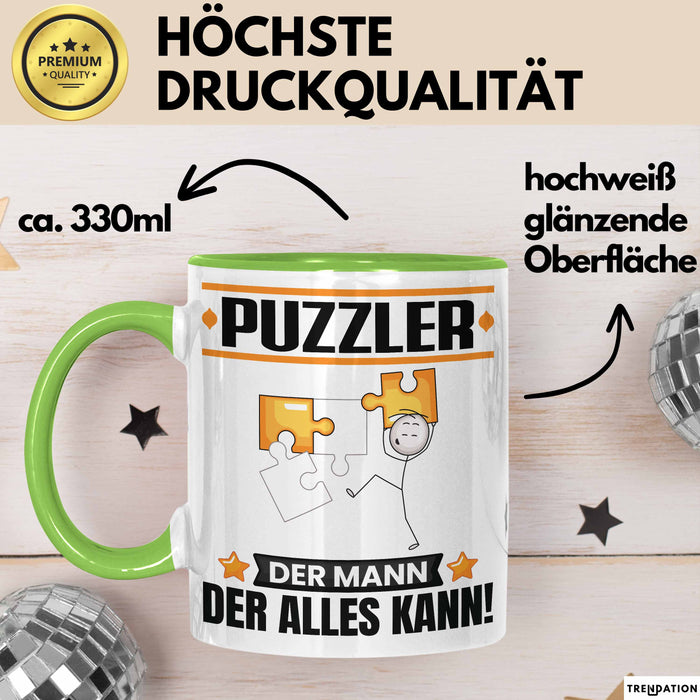 Puzzler Tasse Geschenk für Puzzler Der Mann Der Alles Kann Geschenkidee zum Geburtstag Grün Trendation
