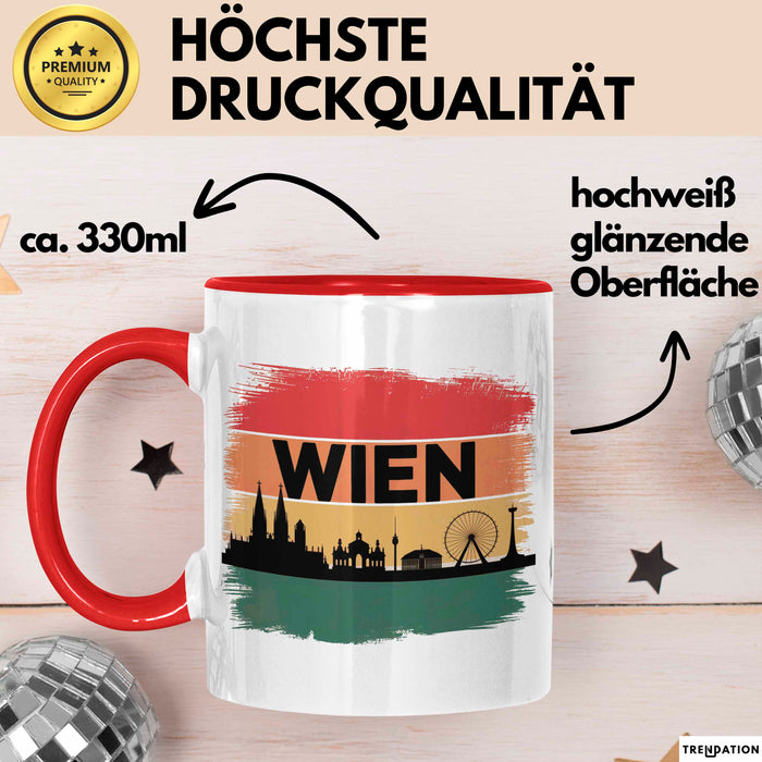 Österreich Wien Wienerisch Tasse Geschenk Lustige Geschenkidee Spruch Rot Trendation