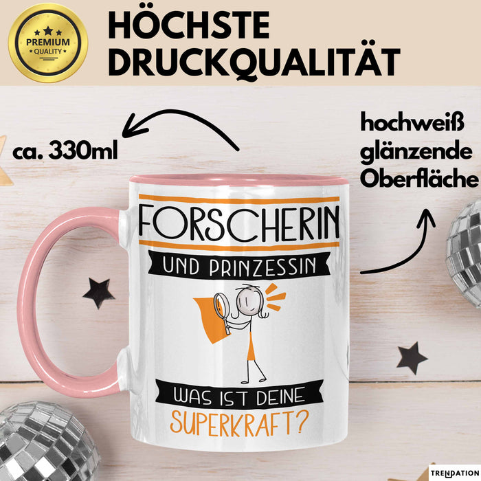 Forscherin Und Prinzessin Tasse Geschenk Für Eine Forscherin Geburtstag Was Ist Deine Superkraft Rosa Trendation