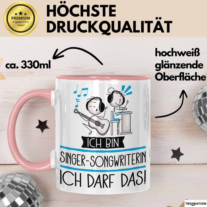 Geschenk für Singer-Songwriterin Tasse Lustige Geschenkidee Geburtstag Ich Bin Singer-Songwriterin Ich Darf Das Rosa Trendation