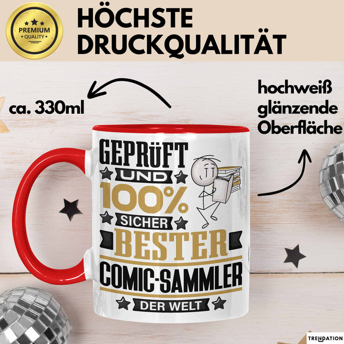 Comic-Sammler Geschenk Lustiger Spruch für Comic-Sammler Geschenkidee Bester Comic-Sammler Der Welt Rot Trendation