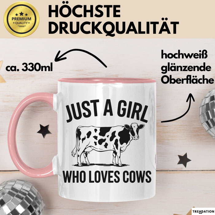 Kuh Tasse Geschenk Just A Girl Who Loves Cows Geschenkidee Tier Rosa Trendation