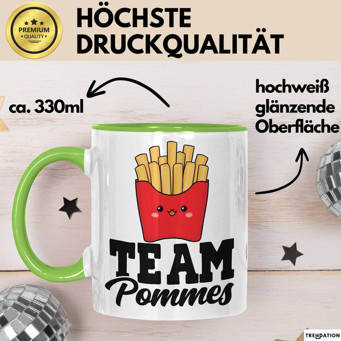 French Fries Tasse Pommes Frites Team Fritten Fans Grün Trendation
